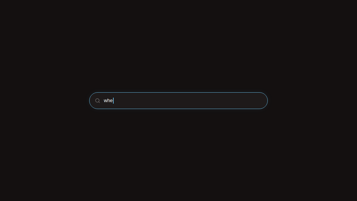 An animation of a query being typed into a search bar